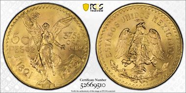 1925 50 Peso KM-481  Au MS65