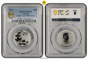 2011 $20 Maple Leaf .9999 Silver SP70