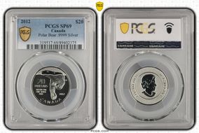 2012 $20 Polar Bear .9999 Silver SP69
