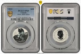 2013 $20 Wolf .9999 Silver SP69
