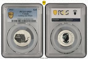 2013 $20 Iceberg and Whale .9999 Silver SP69