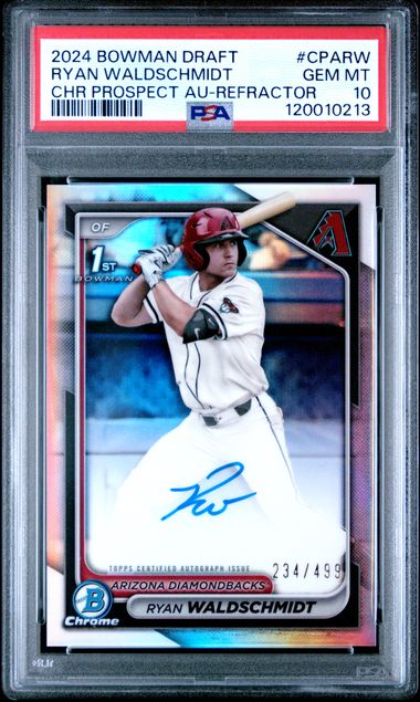 2024 Bowman BOWMAN DRAFT CHROME PROSPECT AUTOGRAPHS CHR PROSPECT AU-REFRACTOR #CPARW Ryan Waldschmidt front