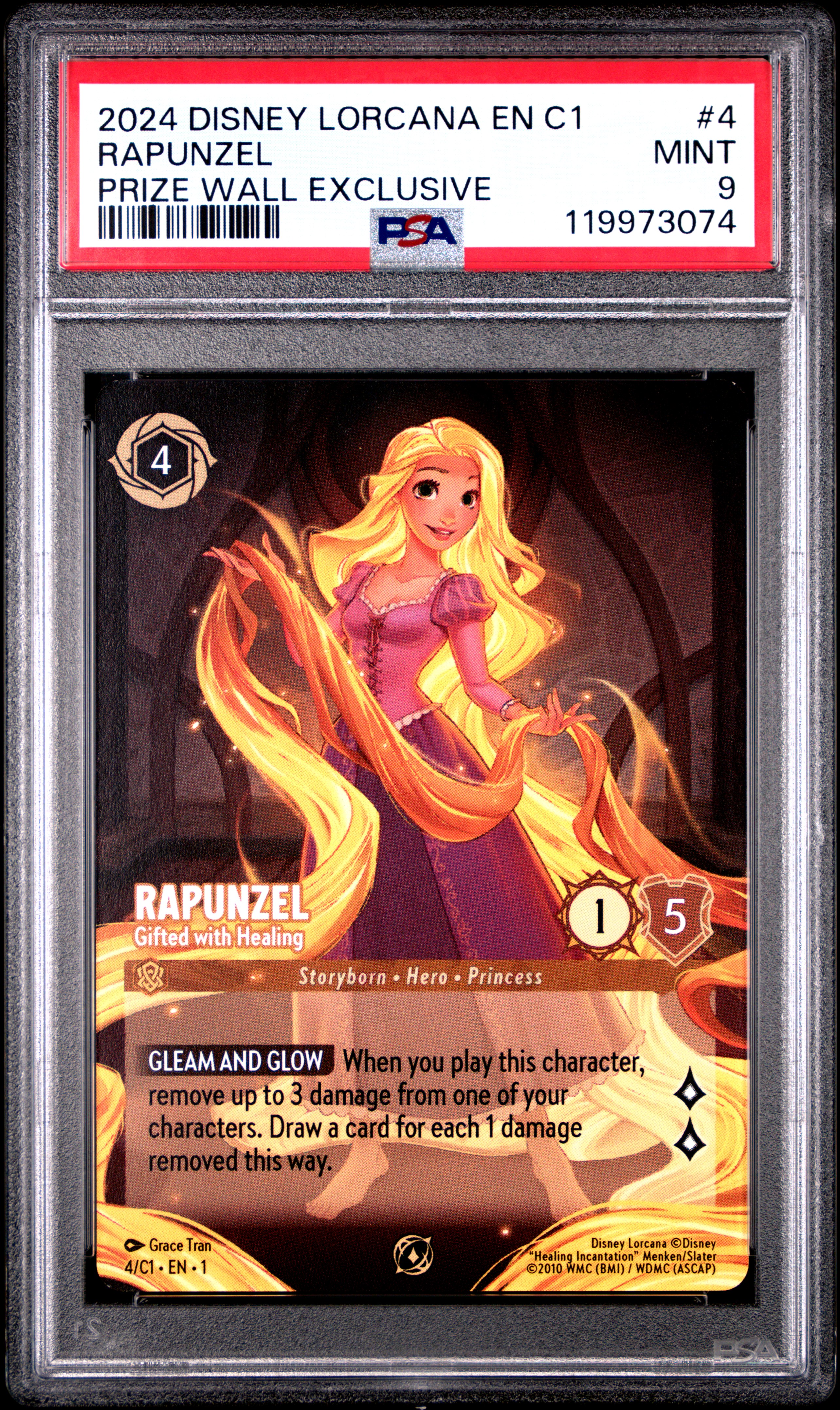 2024 #4 Rapunzel - Gifted With Healing PSA 9 Disney Lorcana EN C1-Lorcana Challenge Promo
