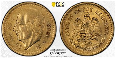 1906-M 10 Peso KM-473  Au AU53