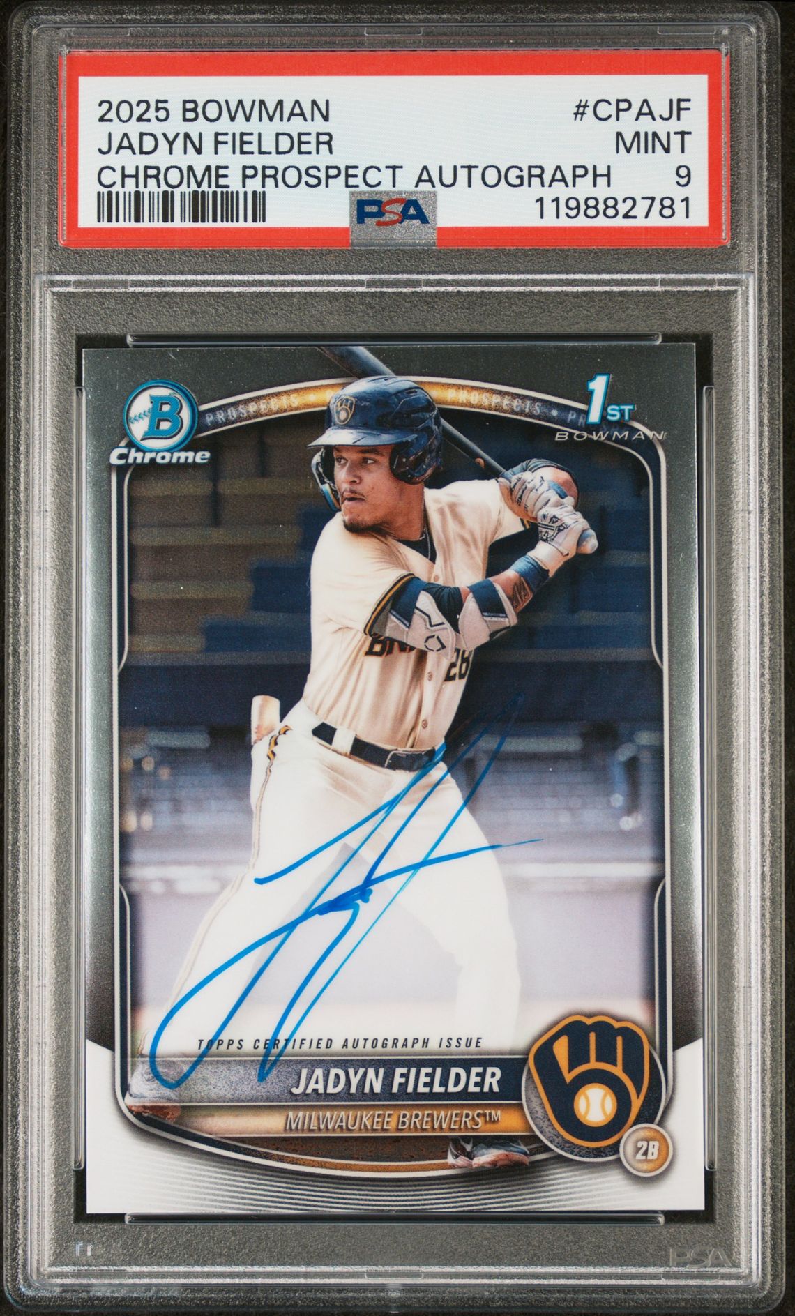 2025 Bowman Chrome Prospect Autographs Jadyn Fielder #Cpajf Mint 9 front