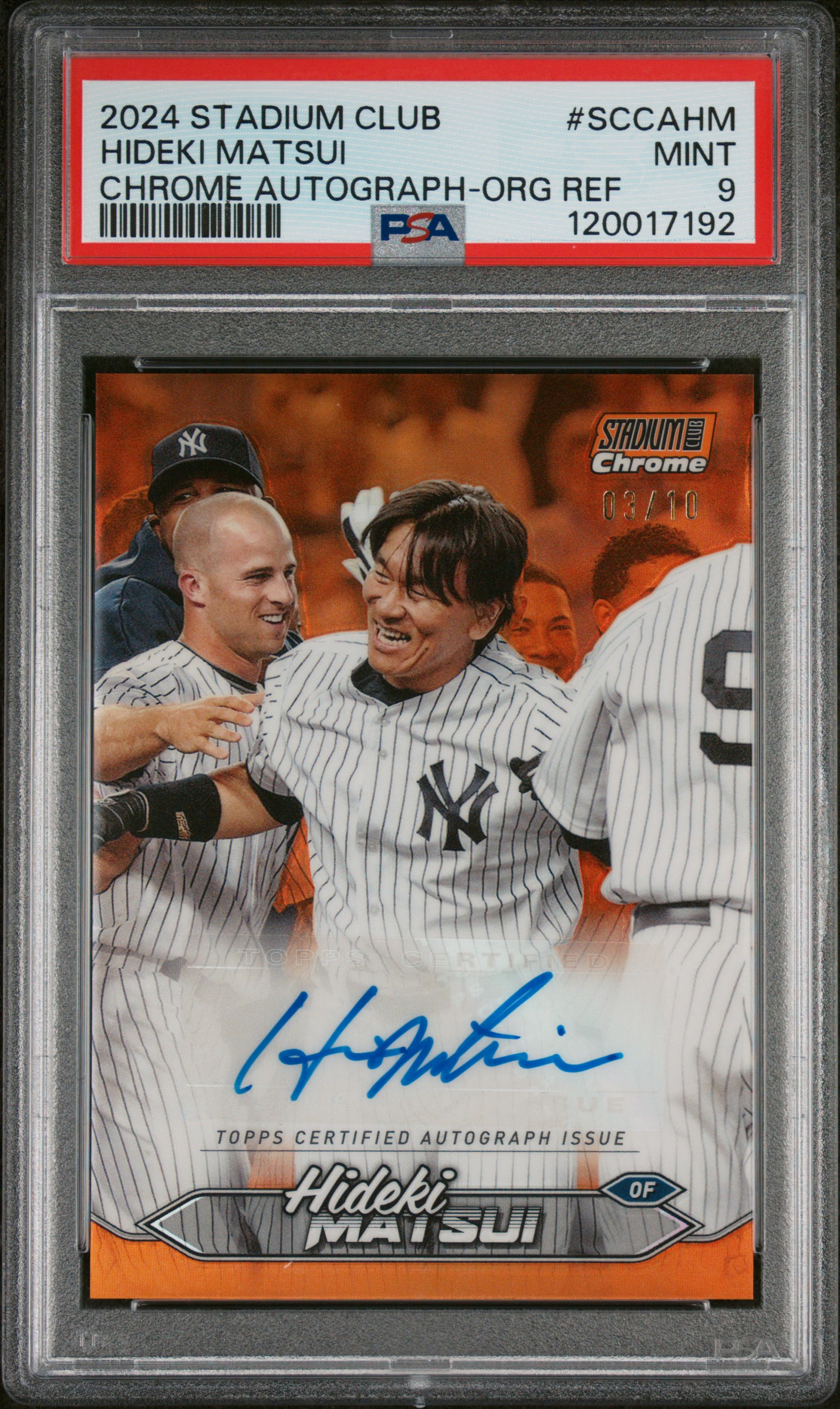 2024 #SCCAHM Hideki Matsui PSA 9 Topps Stadium Club Chrome Autographs