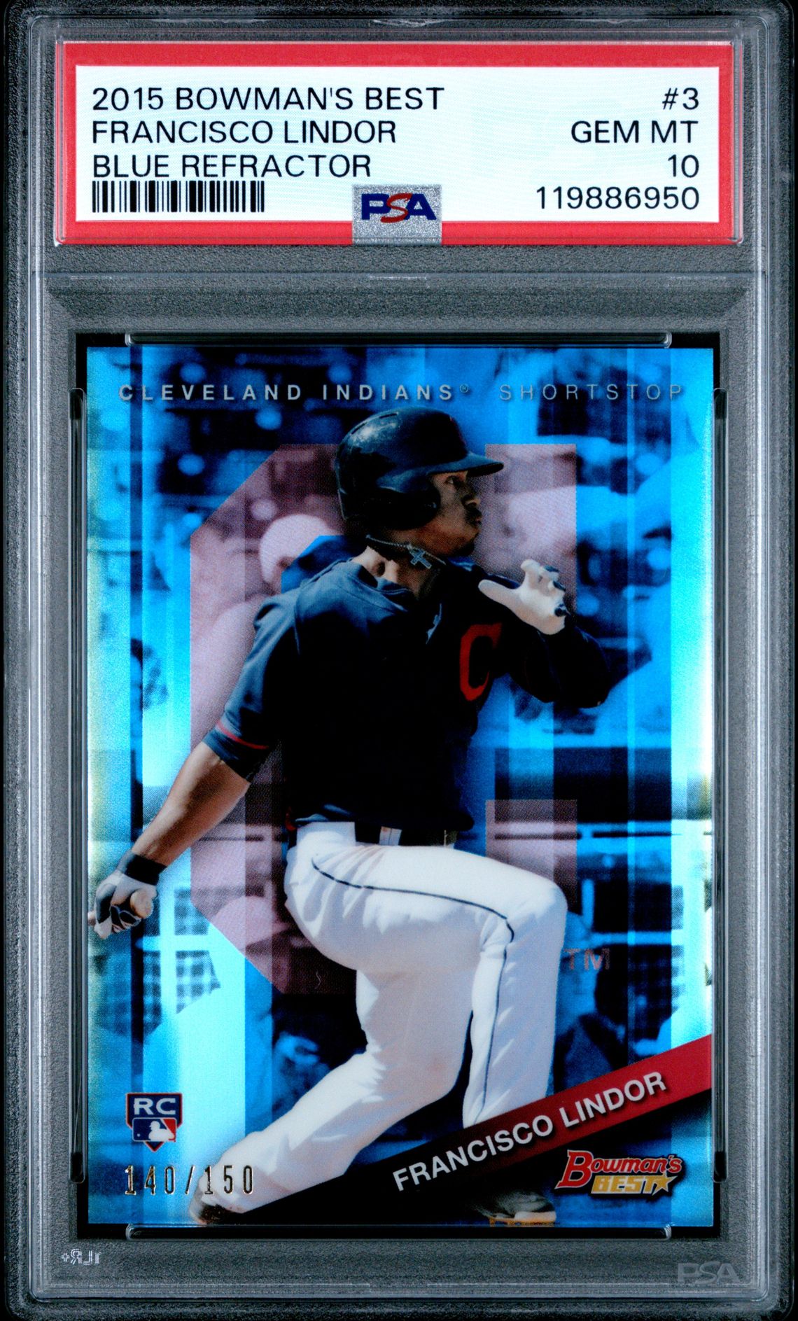 2015 Bowman BOWMAN'S BEST BLUE REFRACTOR #3 Francisco Lindor front