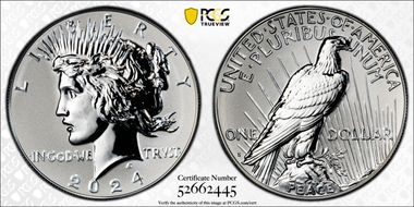2024-S $1 Peace Dollar Rev PR Two-Coin Reverse Proof Set PR69