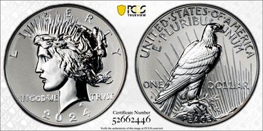 2024-S $1 Peace Dollar Rev PR Two-Coin Reverse Proof Set PR70