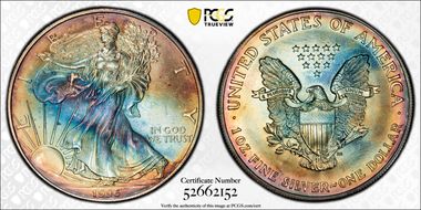 1996 $1 Silver Eagle MS68