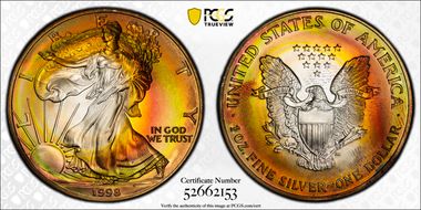 1998 $1 Silver Eagle MS68