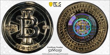 2011 25 BTC Casascius Bitcoin, Redeemed MS66