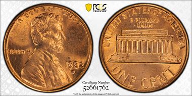 1982-D 1C Bronze MS65RD