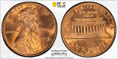 1982 1C Zinc, Large Date MS67RD