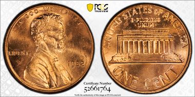 1982 1C Zinc, Small Date MS65RD