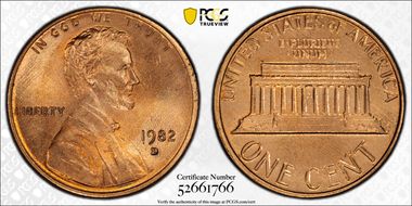 1982-D 1C Zinc, Small Date MS66RD