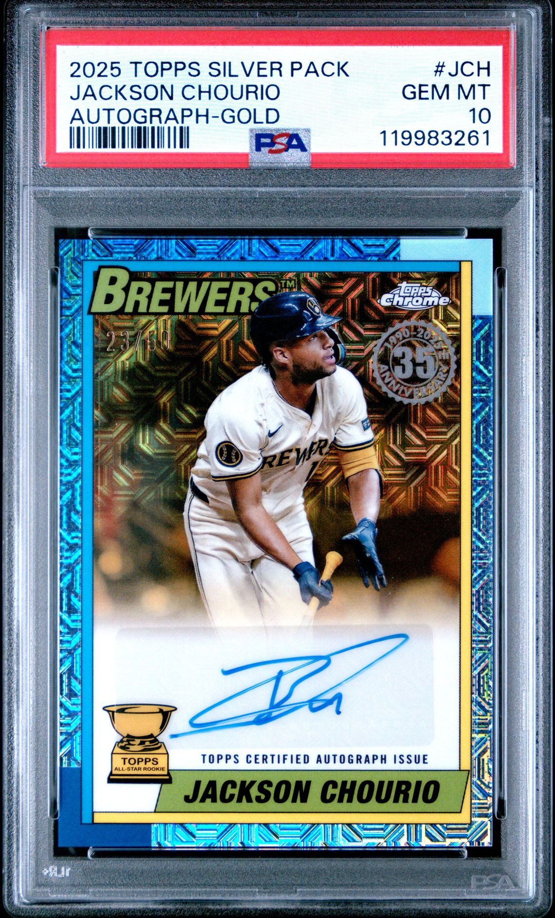 2025 Topps TOPPS SILVER PACK 1990 CHROME PROMO AUTOGRAPH GOLD #JCH Jackson Chourio front