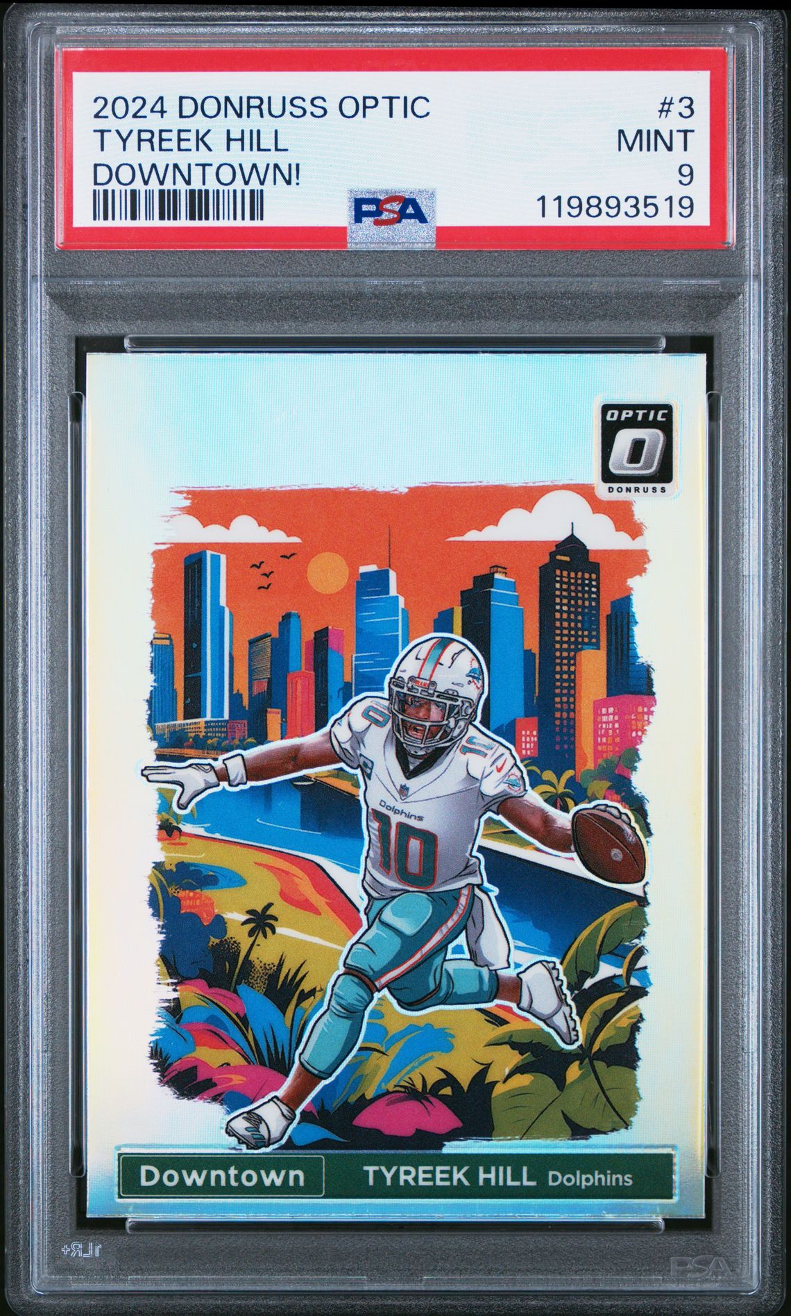2024 Panini Donruss Optic Downtown! Tyreek Hill #3 Mint 9 front