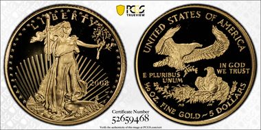 2008-W $5 Gold Eagle PR70DCAM