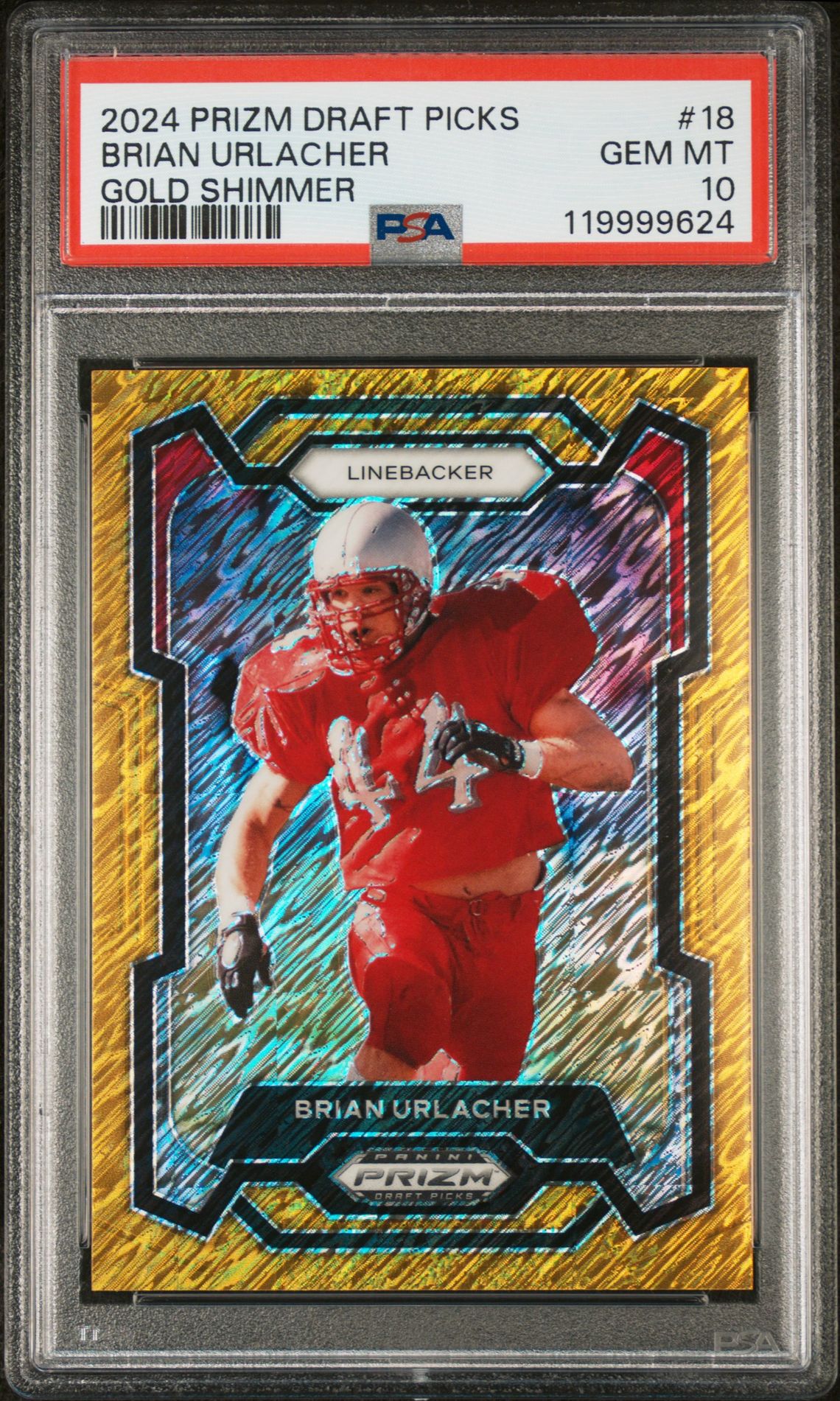2024 Panini Prizm Draft Picks Brian Urlacher #18 (Gold Shimmer) Gem Mt 10 front