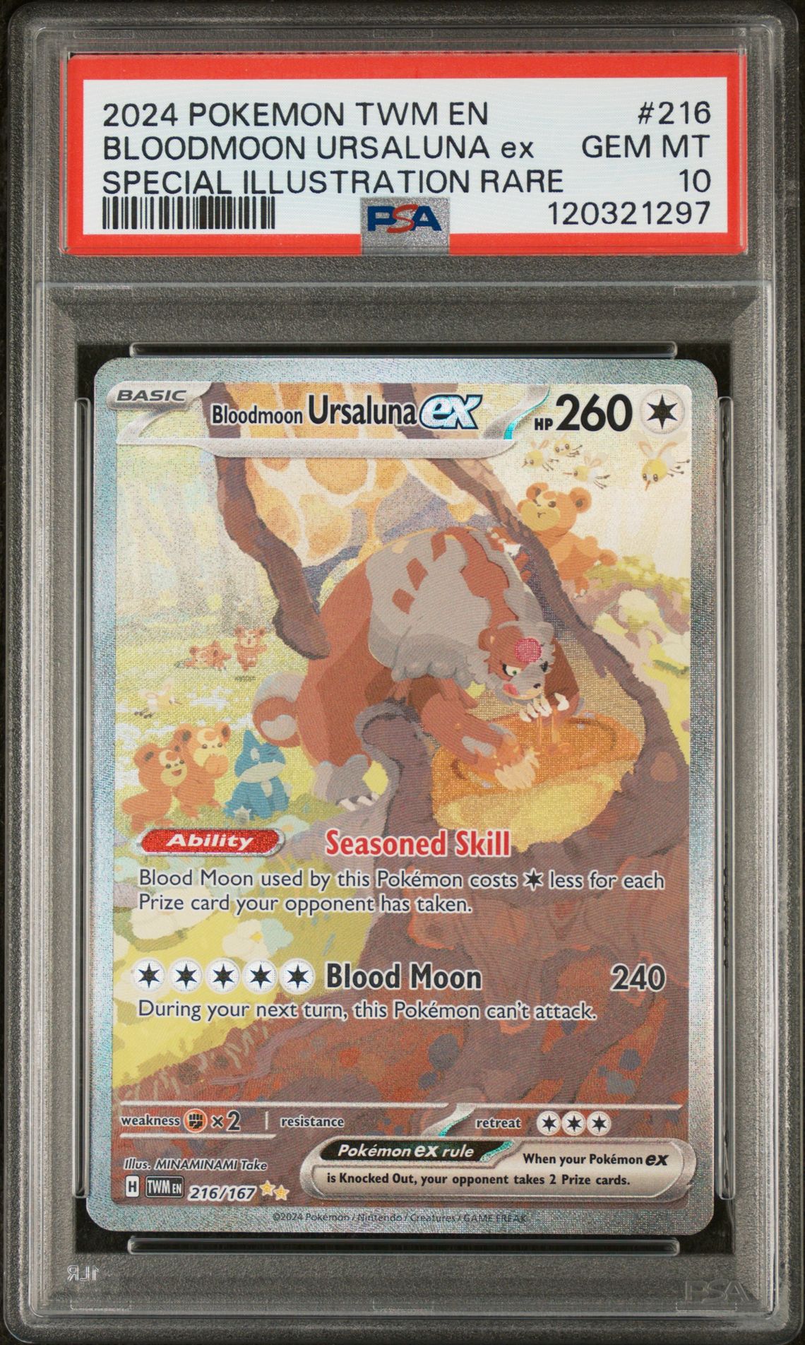 2024 Pokemon POKEMON TWM EN-TWILIGHT MASQUERADE SPECIAL ILLUSTRATION RARE #216 Bloodmoon Ursaluna Ex front