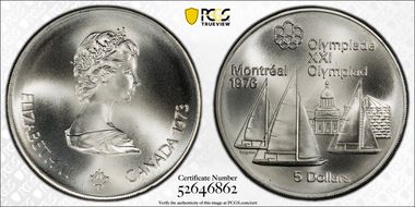 1973 $5 1976 Olympics - Sailboats MS67