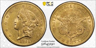 1855-S $20 AU55