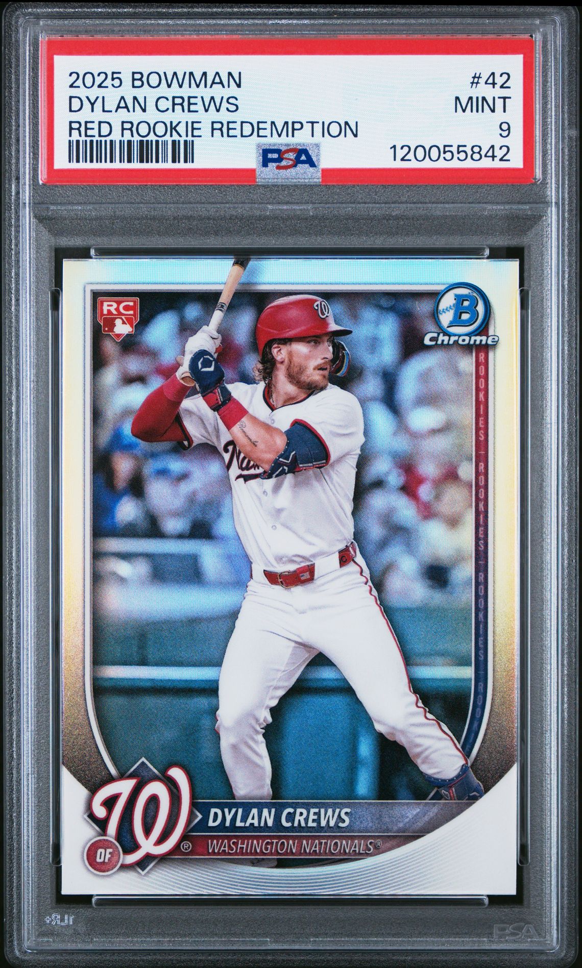 2025 Bowman Dylan Crews #42 (Red Rookie Redemption) Mint 9 front