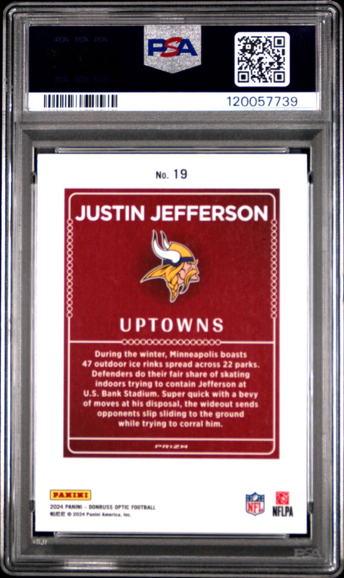 2024 Panini Donruss Optic Uptowns Justin Jefferson #19 Mint 9 back