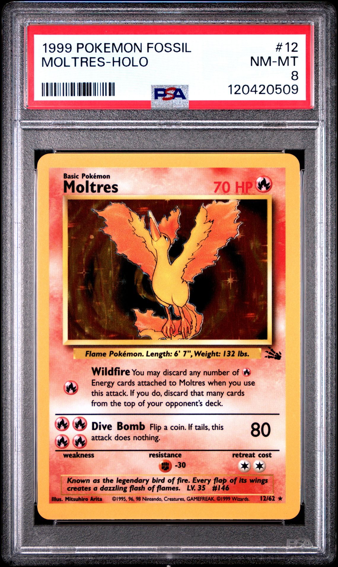 1999 Pokemon Fossil Moltres-Holo #12 Nm-Mt 8 front