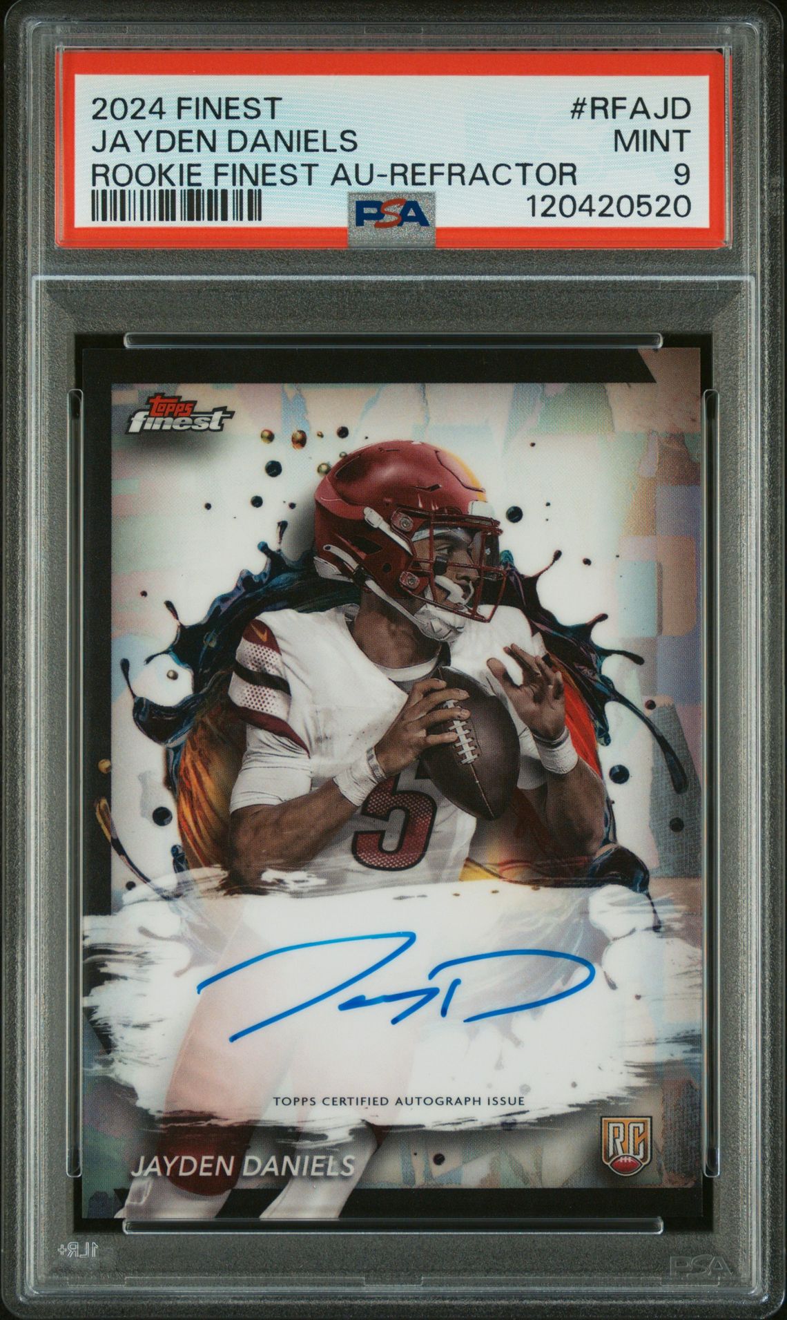 2024 Topps Finest Rookie Finest Autographs Jayden Daniels #Rfajd (Rookie Finest Au-Refractor) Mint 9 front
