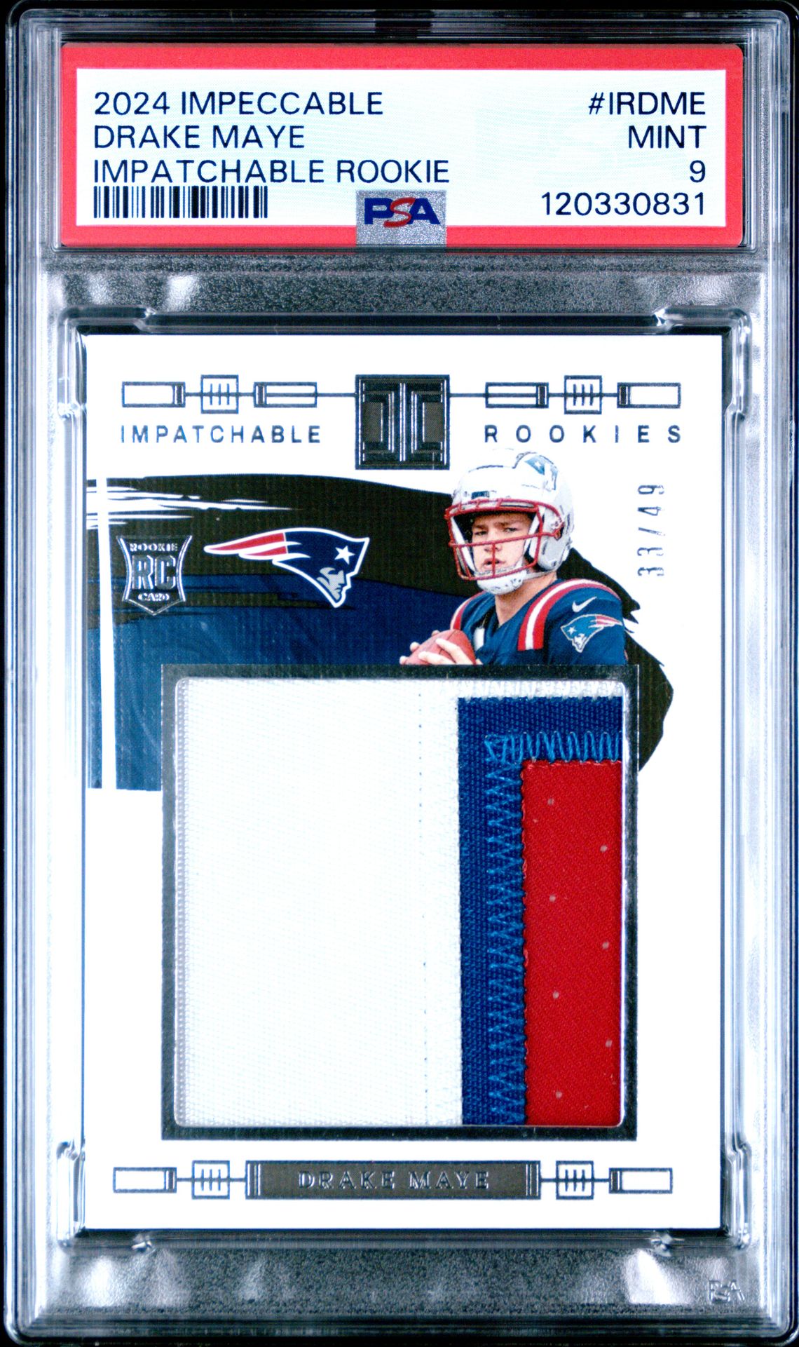 2024 Panini PANINI IMPECCABLE IMPATCHABLE ROOKIES #IRDME Drake Maye front