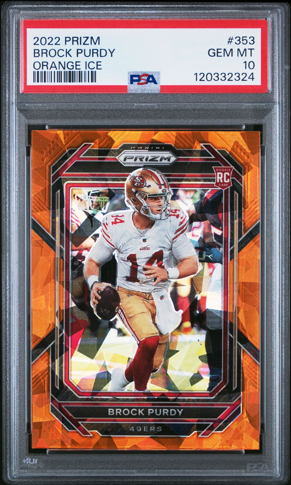 2022 Panini Prizm Brock Purdy #353 (Orange Ice) Gem Mt 10 front