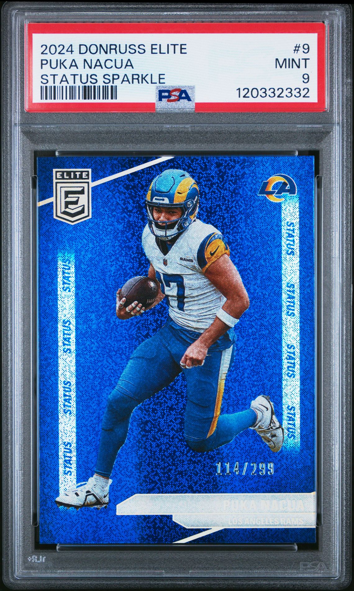 2024 Panini Donruss Elite Puka Nacua #9 (Status Sparkle) Mint 9 front