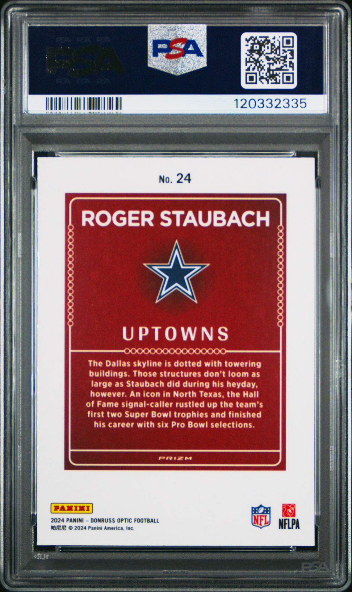 2024 Panini Donruss Optic Uptowns Roger Staubach #24 Mint 9 back