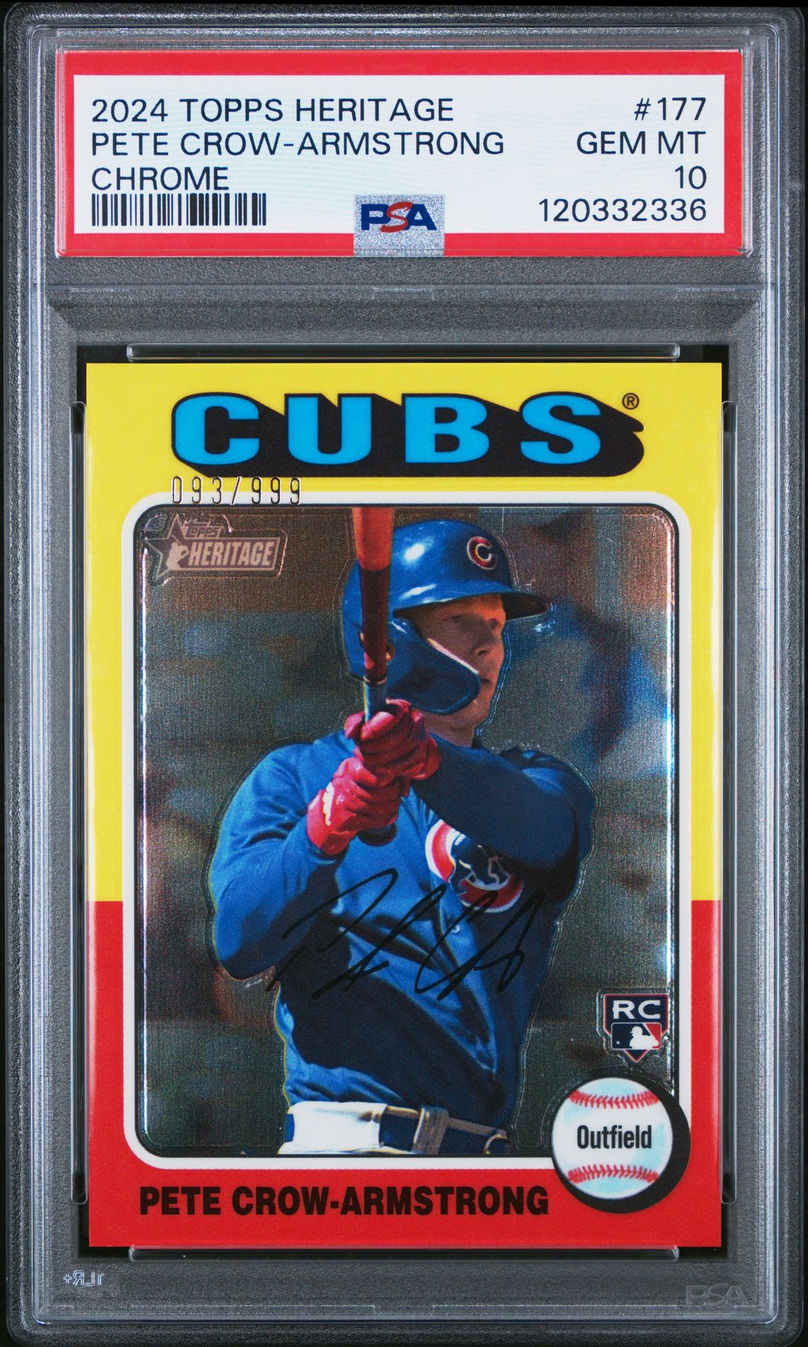 2024 Topps Heritage Pete Crow-Armstrong #177 (Chrome) Gem Mt 10 front