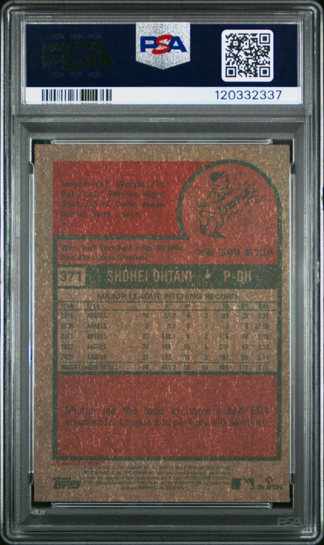 2024 Topps Heritage Shohei Ohtani #371 (Chrome-Blue Sparkle) Mint 9 back