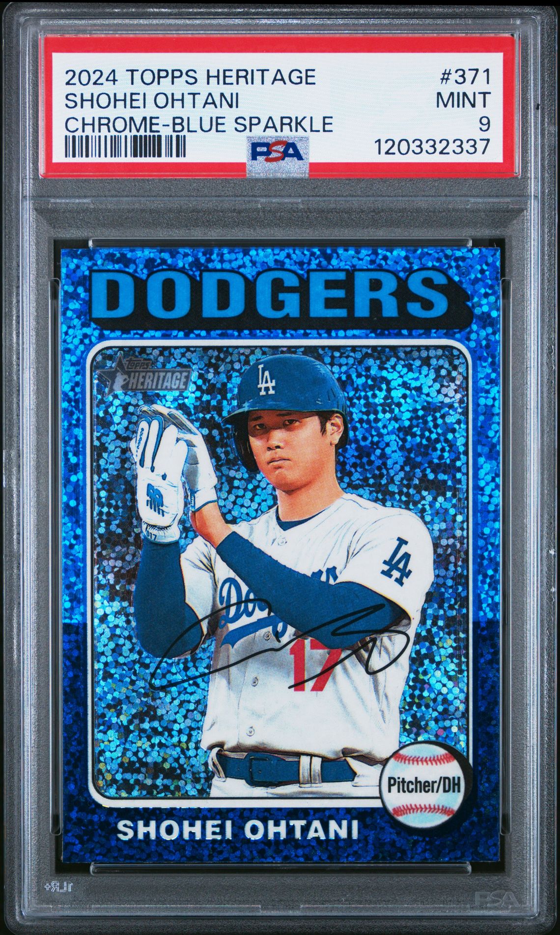2024 Topps Heritage Shohei Ohtani #371 (Chrome-Blue Sparkle) Mint 9 front