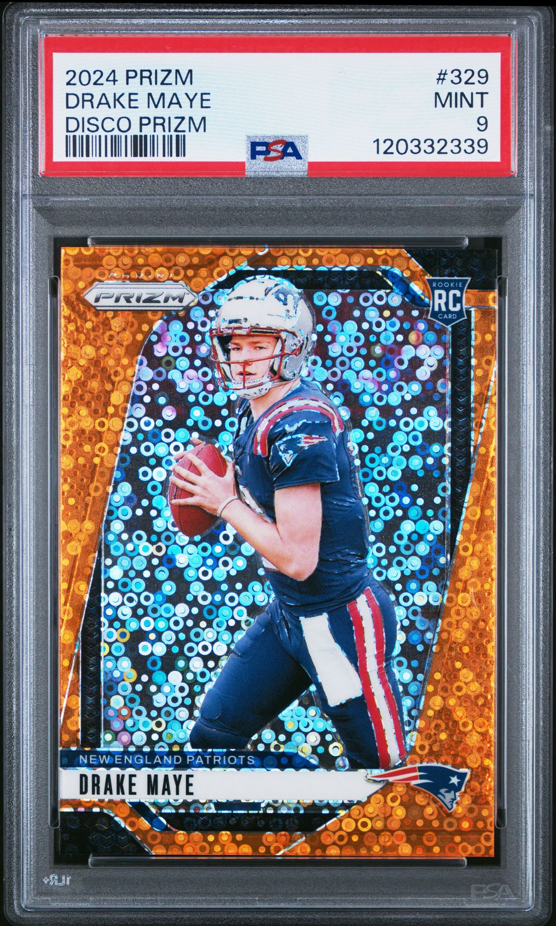 2024 Panini Prizm Drake Maye #329 (Disco Prizm) Mint 9 front