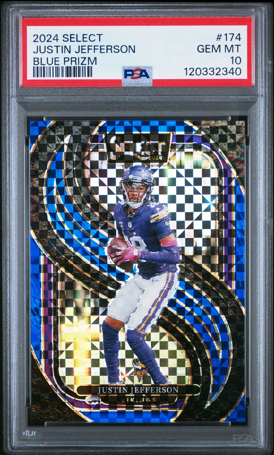 2024 Panini Select Justin Jefferson #174 (Blue Prizm) Gem Mt 10 front
