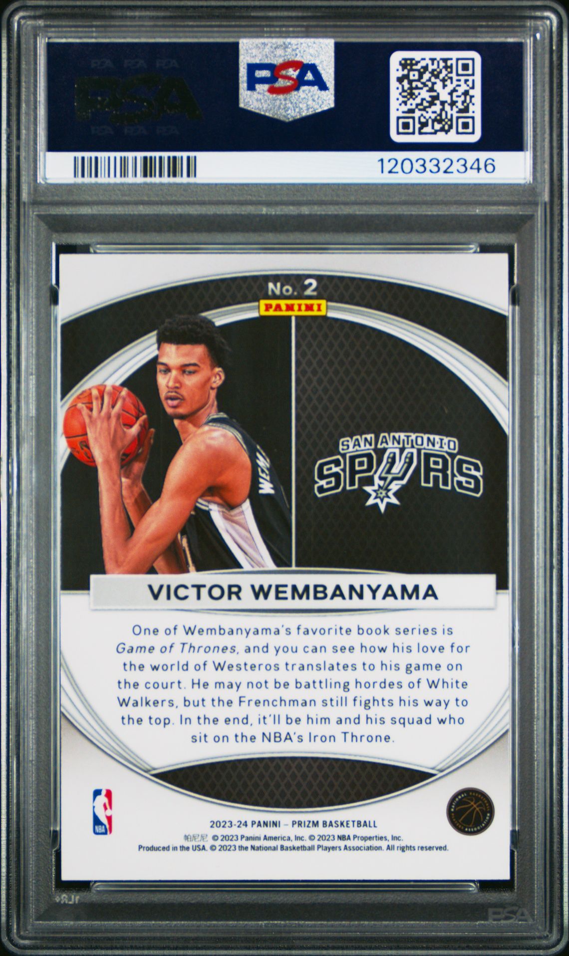 2023 Panini Prizm Global Reach Victor Wembanyama #2 Mint 9 back