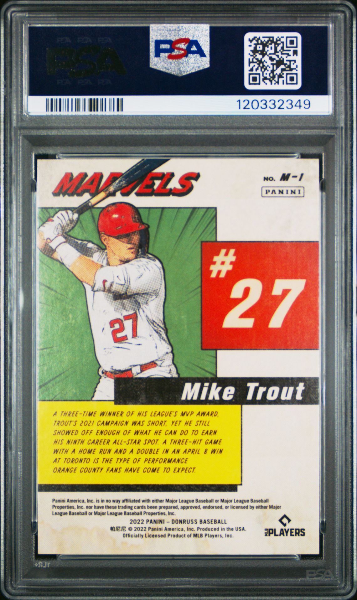 2022 Panini Donruss Marvels Mike Trout #M1 (Marvels) Nm-Mt 8 back