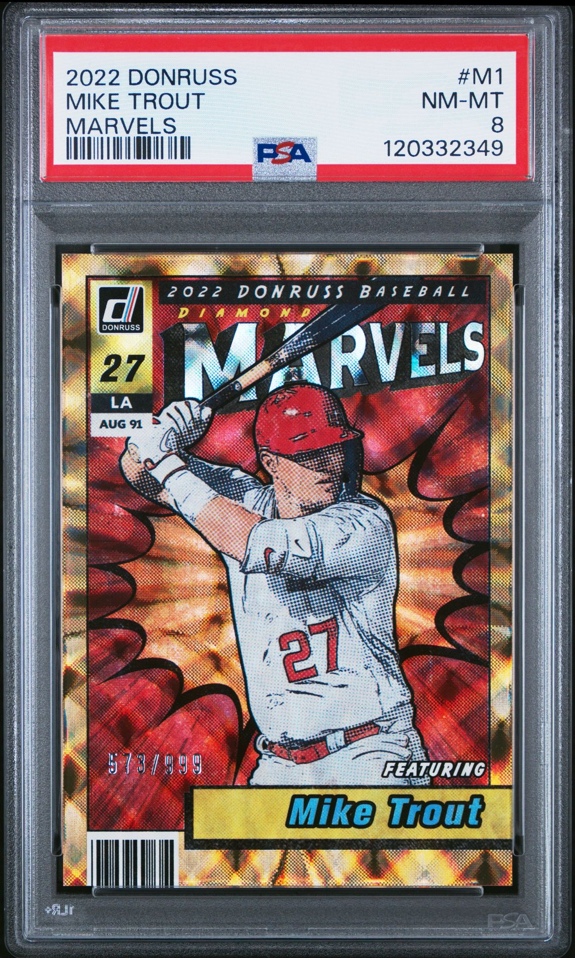 2022 Panini Donruss Marvels Mike Trout #M1 (Marvels) Nm-Mt 8 front