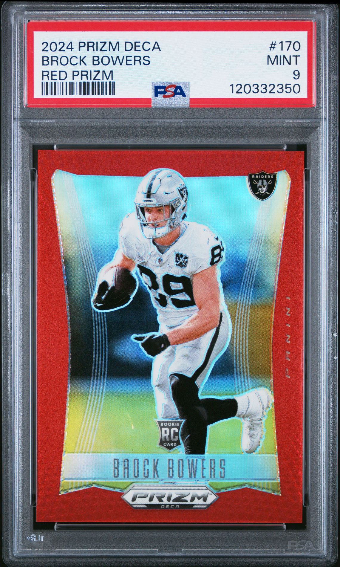 2024 Panini Prizm Deca Brock Bowers #170 (Red Prizm) Mint 9 front