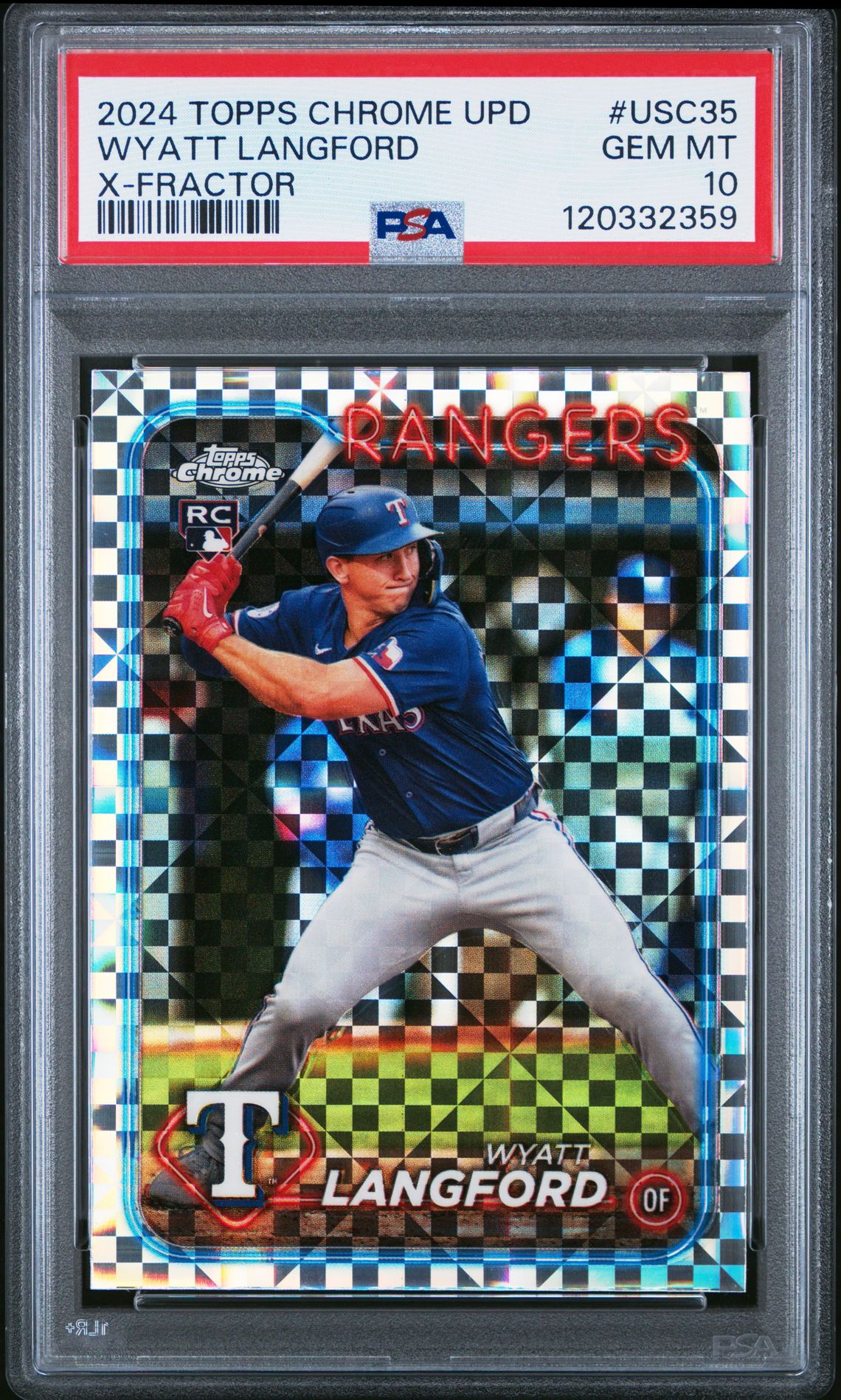 2024 Topps Chrome Update Wyatt Langford #Usc35 (X-Fractor) Gem Mt 10 front