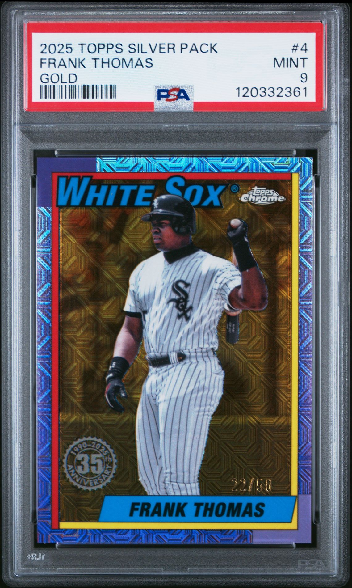 2025 Topps Silver Pack 1990 Chrome Promo Frank Thomas #4 (Gold) Mint 9 front