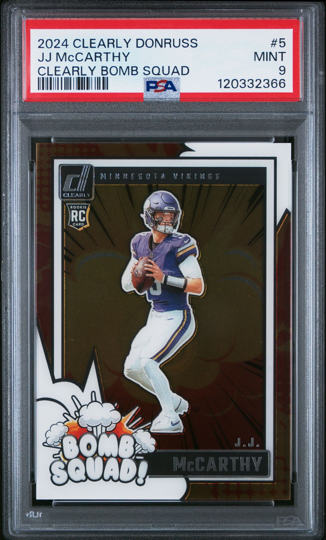 2024 Panini Clearly Donruss Clearly Bomb Squad Jj Mccarthy #5 Mint 9 front