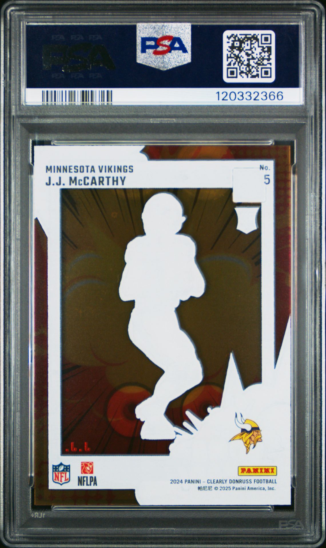 2024 Panini Clearly Donruss Clearly Bomb Squad Jj Mccarthy #5 Mint 9 back