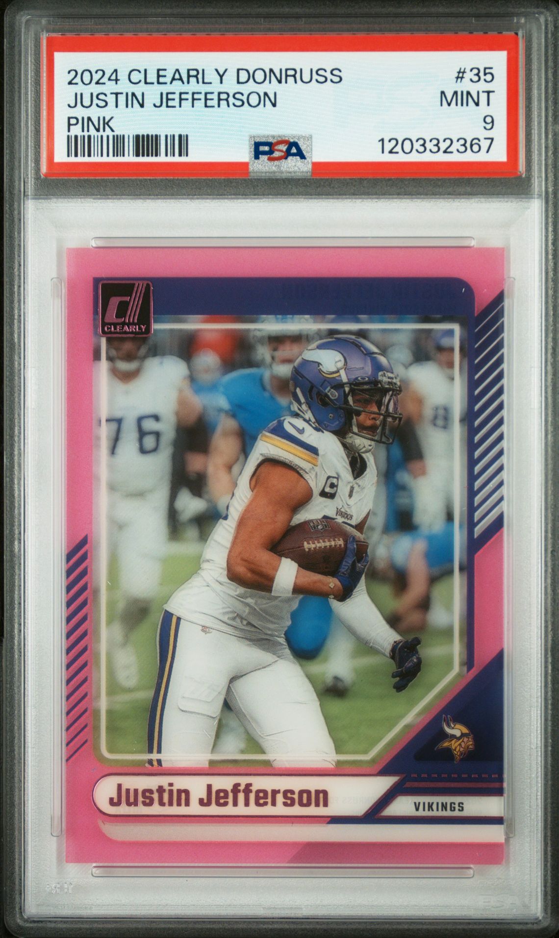 2024 Panini Clearly Donruss Justin Jefferson #35 (Pink) Mint 9 front