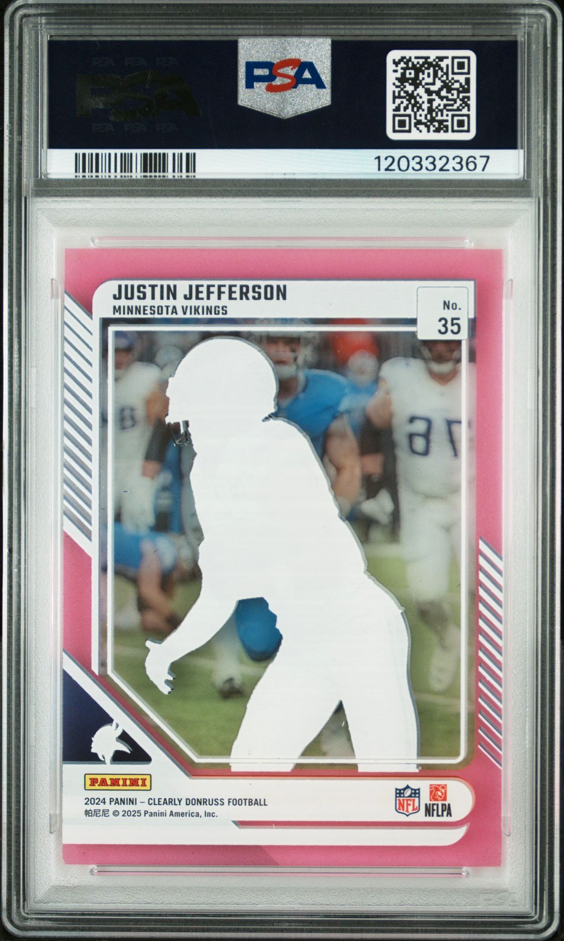 2024 Panini Clearly Donruss Justin Jefferson #35 (Pink) Mint 9 back